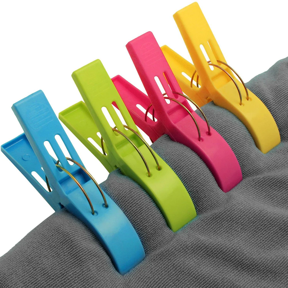 12Pcs Organization Quilt Clothes Clips Practical Large Beach Towel Clips Plastic Quilt Pegs For Laundry Lounger Underwear