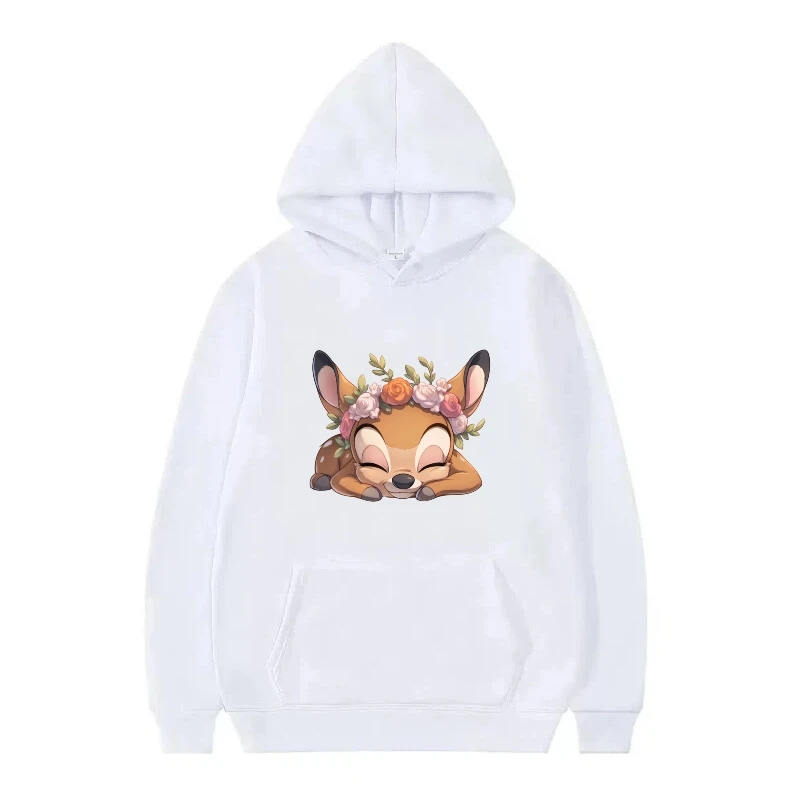 Disney Bambi Cartoon Patroon Vrouw Wit Herfst Mode Casual Losse Tops Kleding Truien Dames Goedkope Hoodies Y2k Sweatshirts