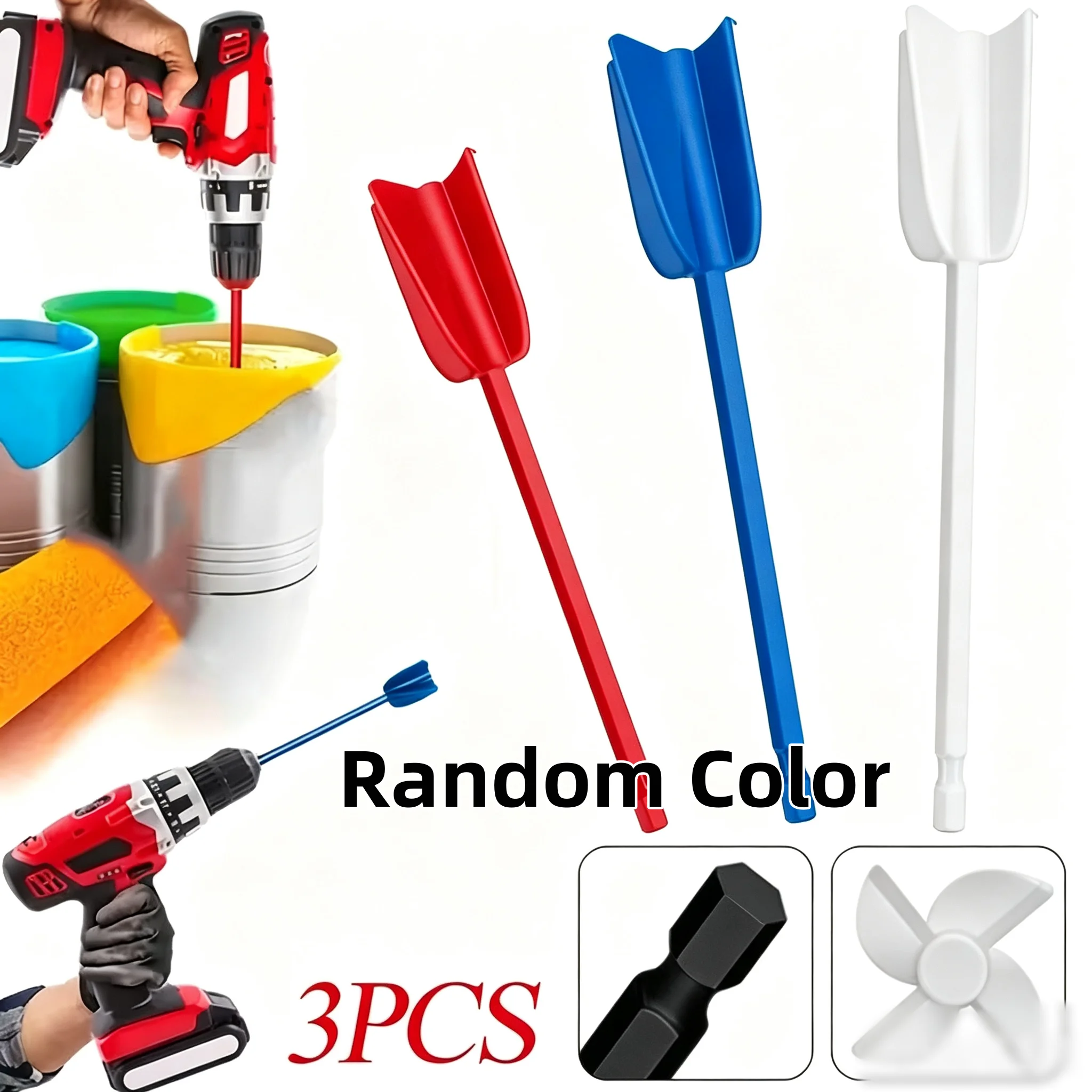3Pcs Reusable Epoxy Resin Paint Mixer Paddle,Durable Non‑Stick Easy Clean Plastic Mixing Accessory Comfort Grip for Epoxy Resin