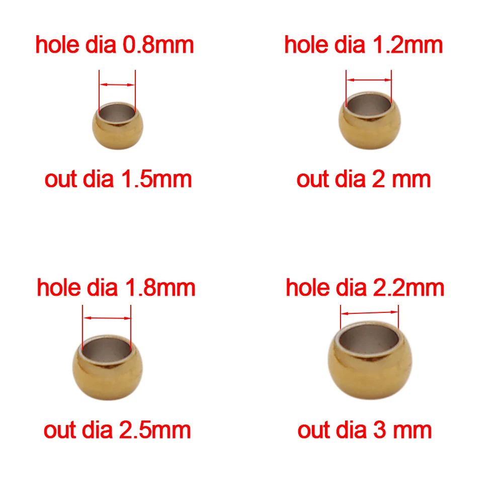 100-200ชิ้น1.5 2 2.5 3มิลลิเมตรสแตนเลสลูกปัดปลายจีบตำแหน่ง spacer ลูกปัดสำหรับทำเครื่องประดับ DIY