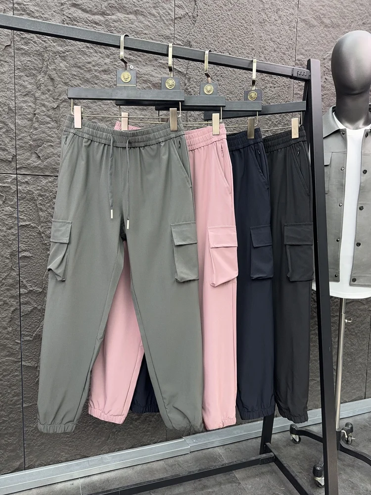 

Svip Men's Faionable Pure Color Ice Silk Work Trousers Summer Spring Slim Fit Trousers Casual Pants 3D Tailoring