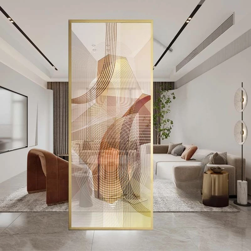 Modern minimalist art glass living room screen partition block home bedroom is facing the background of the entrance entrance