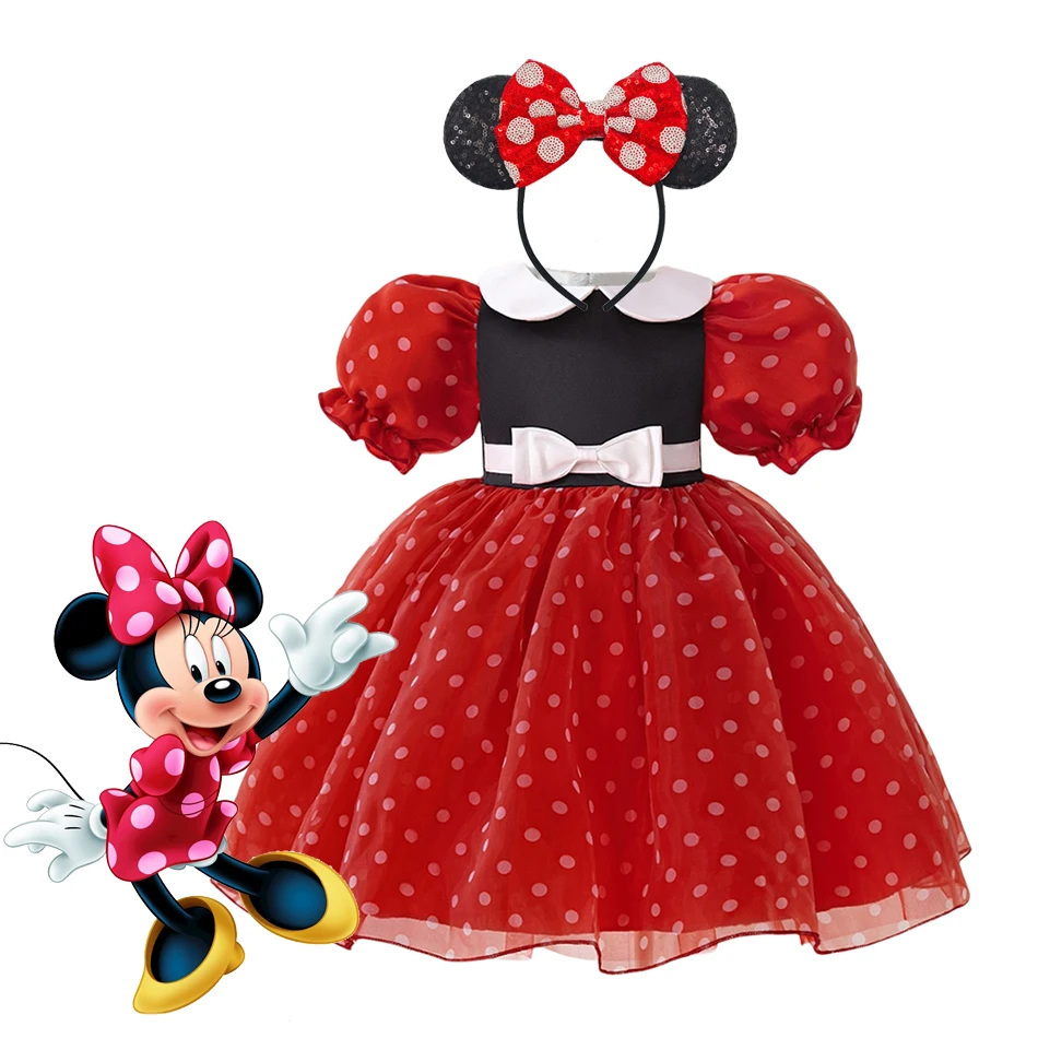 

Mickey Princess Dress Girl Puff Sleeve Dress Kids Wedding Flower Ball Gown Halloween Christmas Birthday Party Clothing
