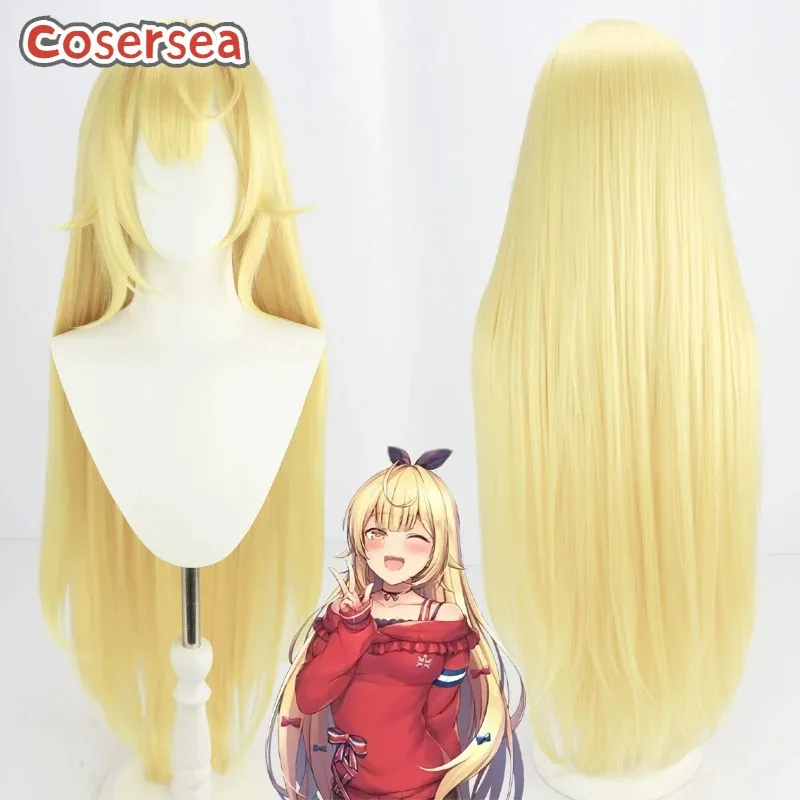 

Cosersea Hoshikawa Sara Cosplay Wigs Virtual YouTuber Hoshikawa Sara 100cm Long Blonde Cos Wig Synthetic Hair Heat Resistant
