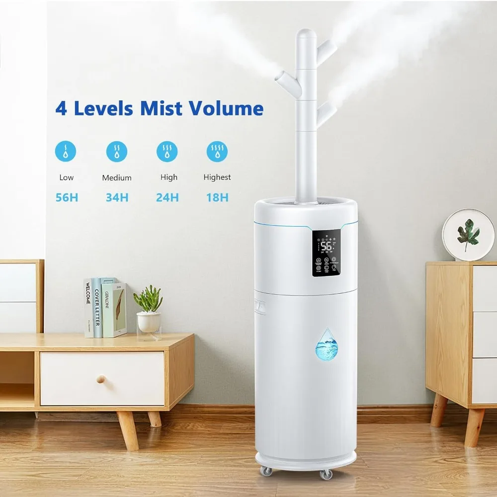 Humidificador 17L/4,5Gal Ultra, 2000 pies cuadrados, humidificadores silenciosos para habitaciones grandes, modo de niebla y tubo de extensión, humidificador