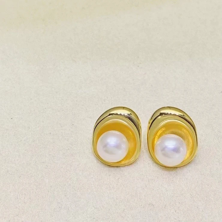 Wholesale 925 Sterling Silver Earrings Mount Findings Settings Base Mounting Parts Accessory for 6-7mm Pearls