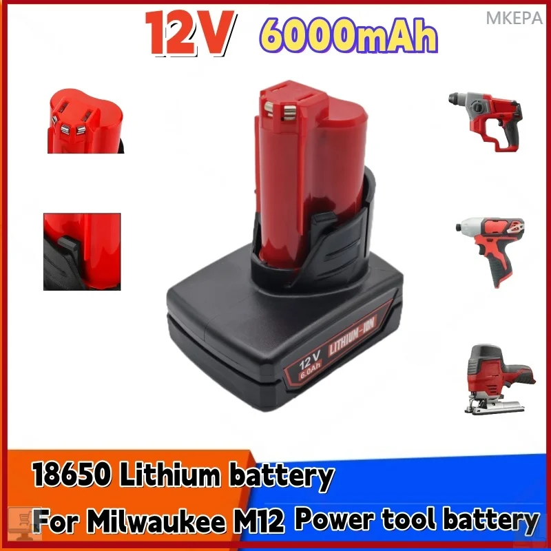 💻FOR M12 12V 6Ah lithium battery for Milwaukee 12V M12 XC 48-11-2410 48-11-2420 48-11-2411 12-Volt C