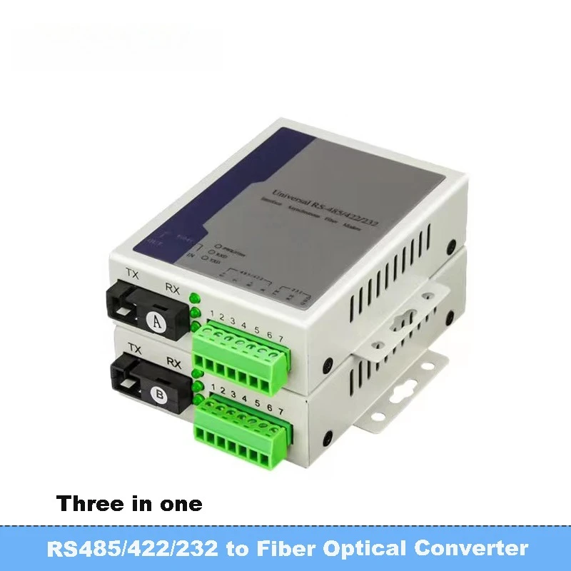 1 Pair 2-way bidirectional optical modem RS485 RS422 RS232 three in one Data Over Fiber Optic Converter With 600w