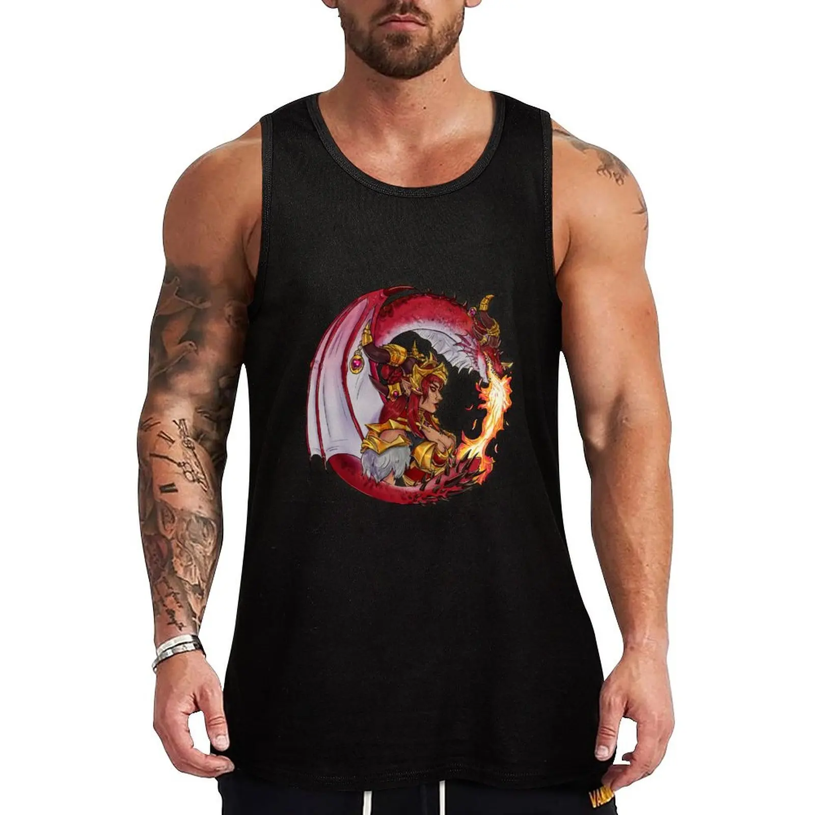 alextrasza inspired circular dragon design Tank Top new in tops & t-shirt bodybuilding for men