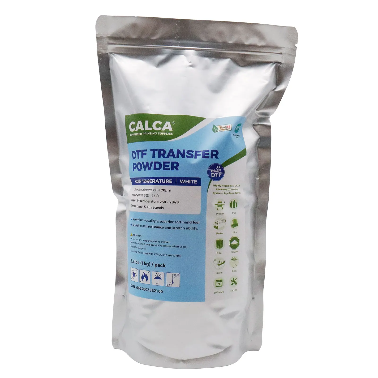US Stock CALCA L6 TPU DTF Transfer Powder 1kg Fine White DTF Low Temperature Hot-Melt Adhesive Powder for T-shirt Transfer Print