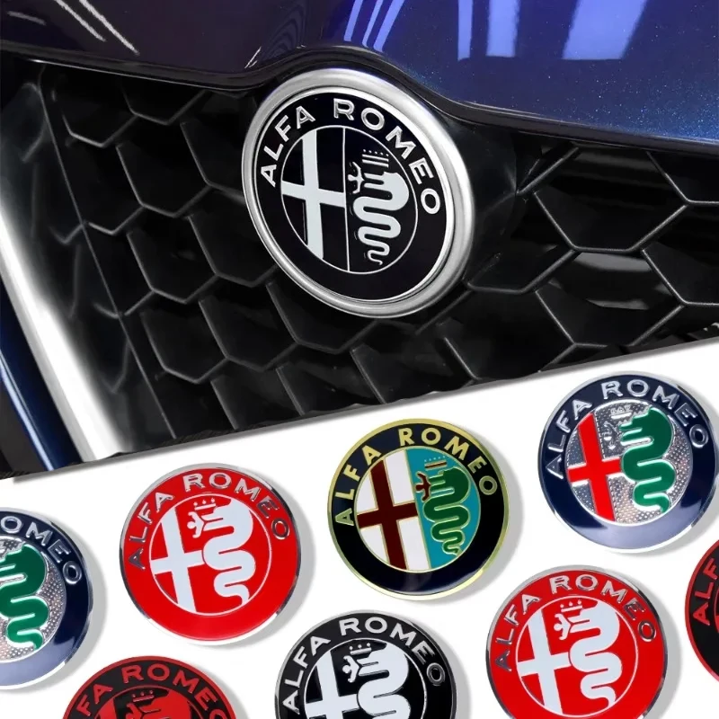 74MM Car Front Rear Emblem Trunk Badge Sticker Replace Accessories for Alfa Romeo Logo Giulia 159 147 156 Stelvio Giulietta Mito