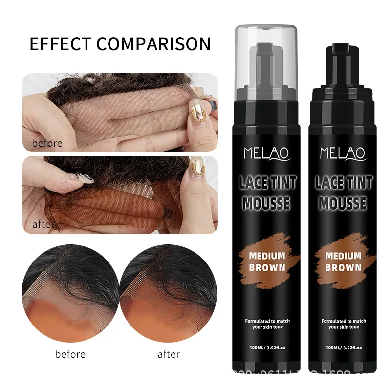 Wig Coloring Mousse Spray - Streak-Free for Lace Front Wigs, Natural Shades in 5 Mins (Human Hair)