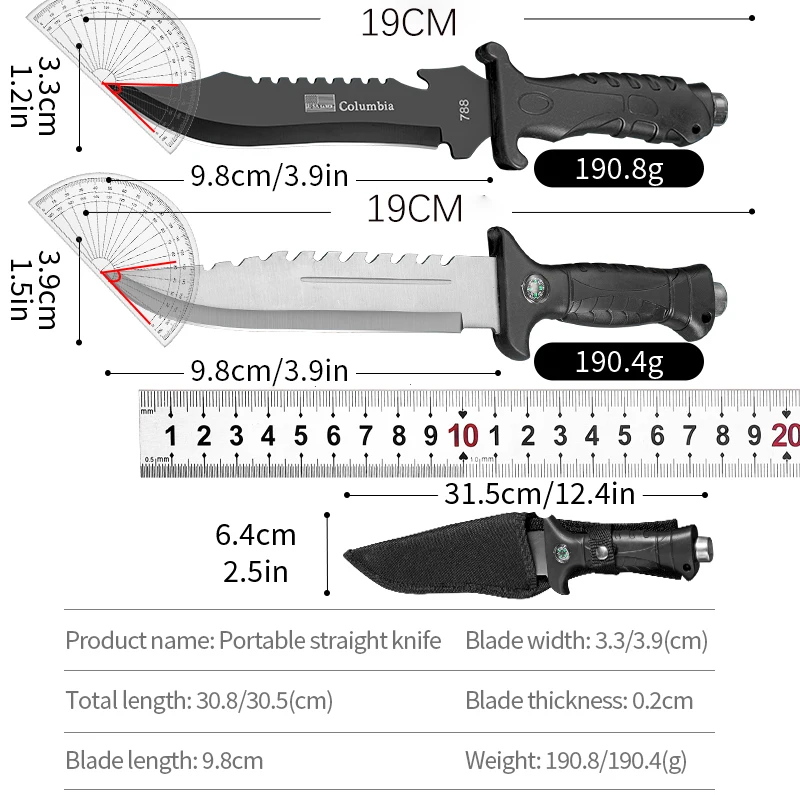 Outdoors straight knife, wilderness jungle exploration knife, camping, hiking, survival knife, hunting knife, sharp small knife