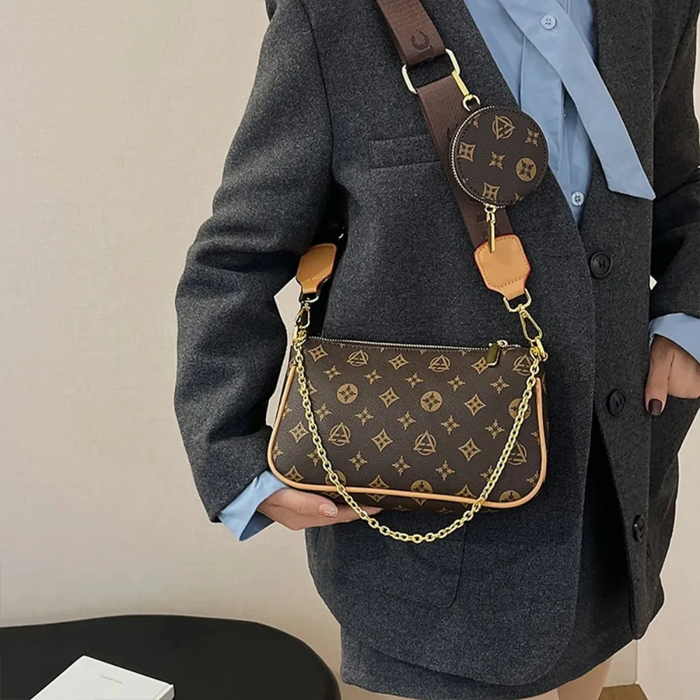 

Женская модная сумка через плечо с цветочным принтом и надписями, на цепочке, большая вместимость, на молнии, с регулируемым ремешком, мини-сумочка-клатч для повседневных поездок