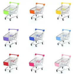 Simulation Mini Shopping Cart Children\\'s Trolley Supermarket Toy Car Play Home Food Creative Metal Model Decoration