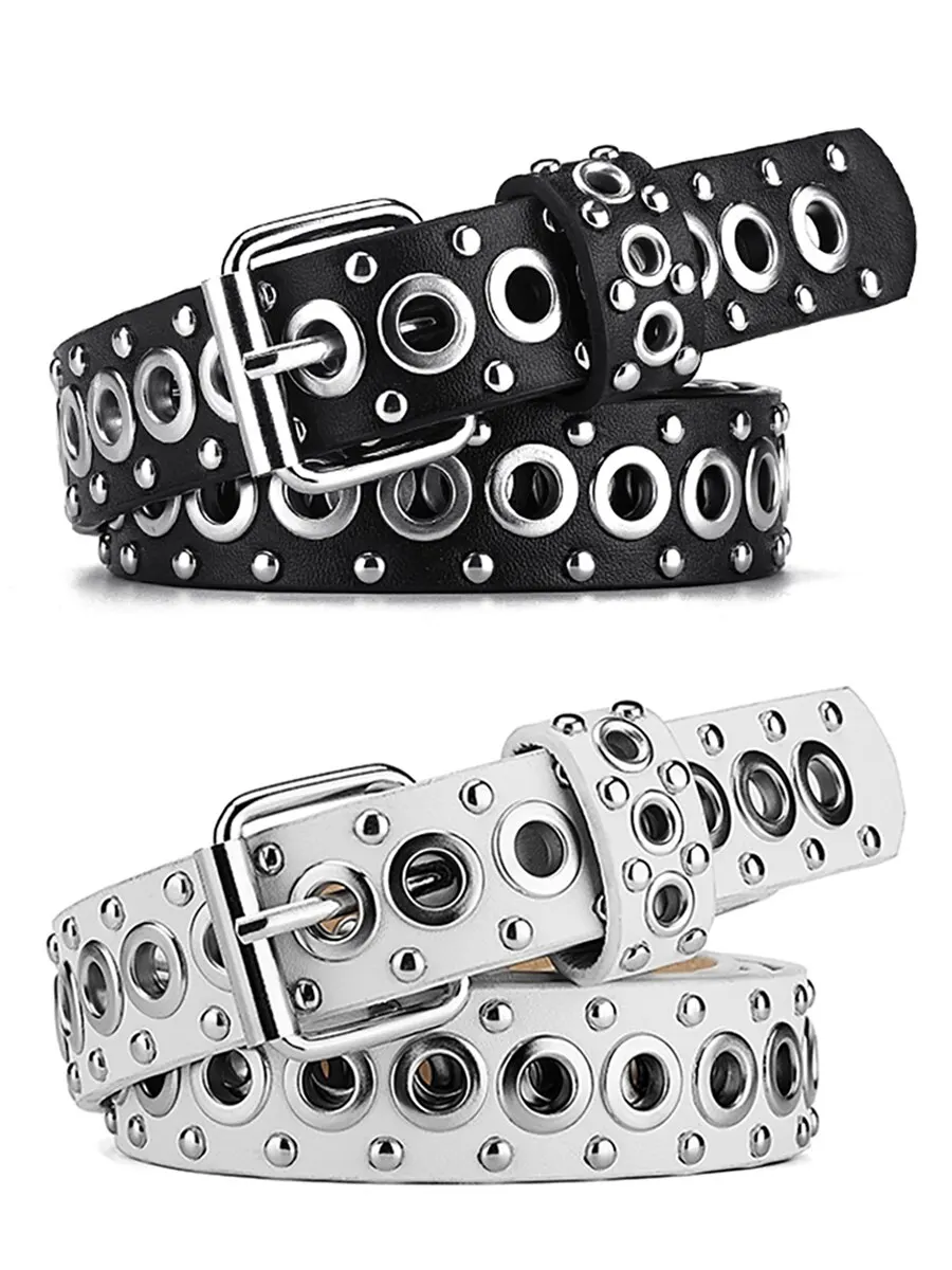 Ceinture fine à rivets pour femmes, à la mode, avec boucle à aiguille personnalisée, tendance de rue, Style Punk HipHop Y2K, avec ceinture en jean
