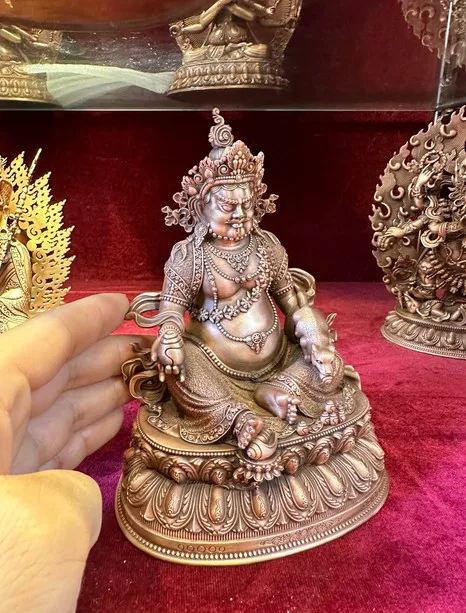 15CM Tibet Yellow Jambhala Dzambala Buddha Copper Statue
