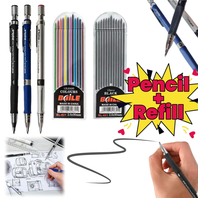 

2.0Mm Mechanical Pencil Set 2B Automatic Pencil with Color/black Pencil Lead Used for Sketching Writing Craft Artistic Sketching