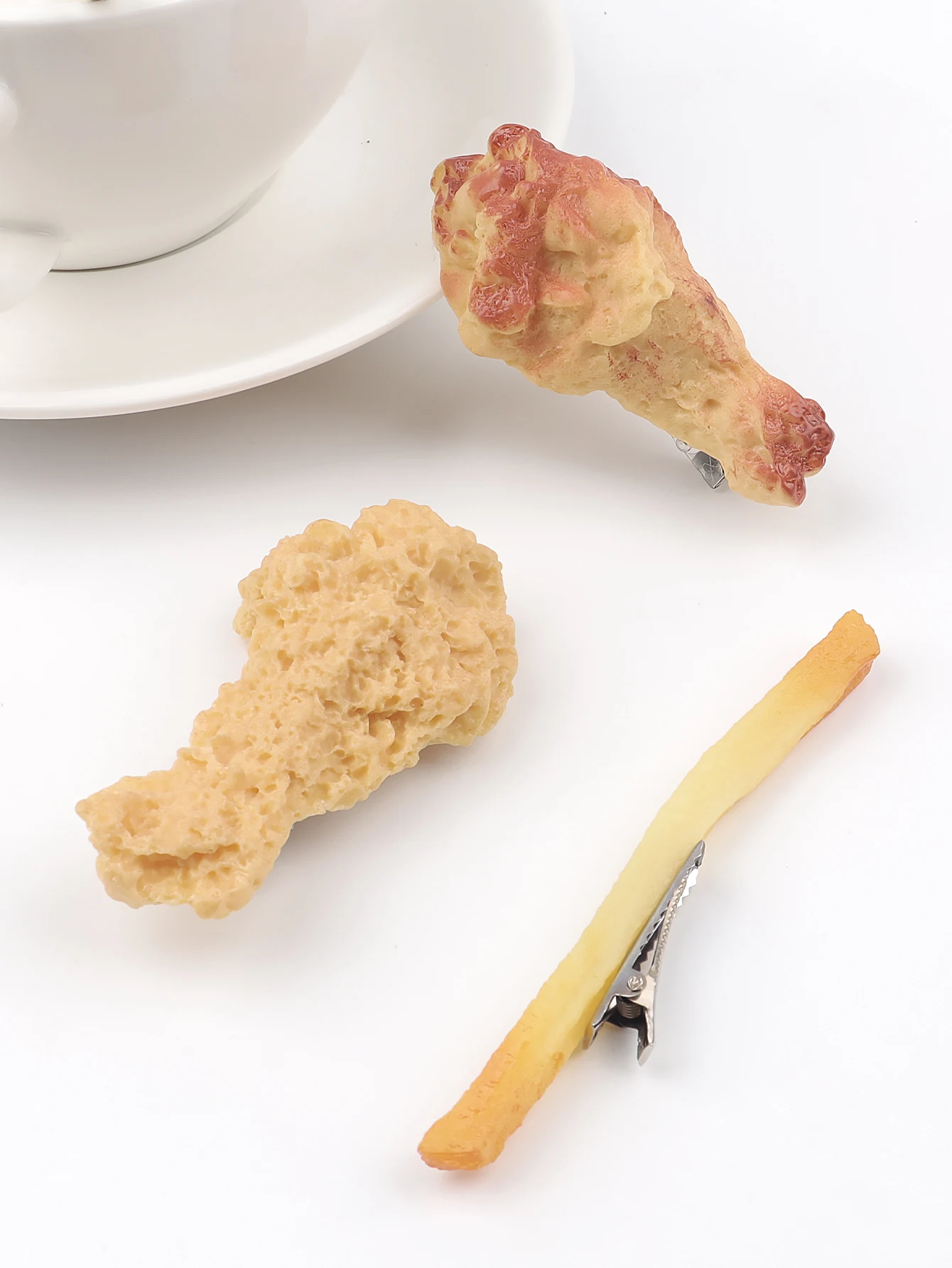 1pc Personality Internet celebrity ins side clip simulated food play funny fried chicken leg hair ornament clip