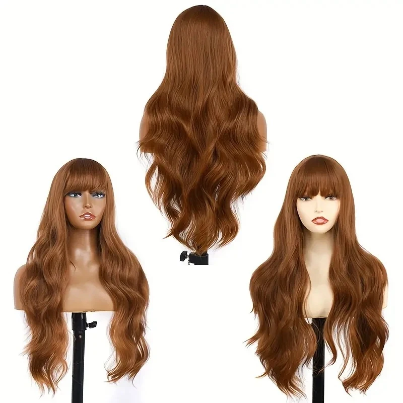 Big wavy long curly hair wig with bangs