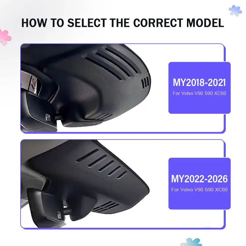 HD 4K 2160P Dash Cam Camera Car DVR Video Recorder For Volvo V90 S90 XC60 2022 2023 2024 2025 2026