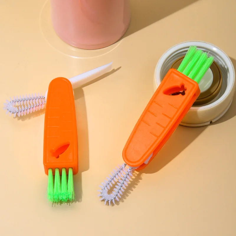 Cleaning Brush Small Bottle Cap Detail Brush Multi-function Straw Cleaning Tool Water Cleaning Gap Applies To The Bottle Carrot