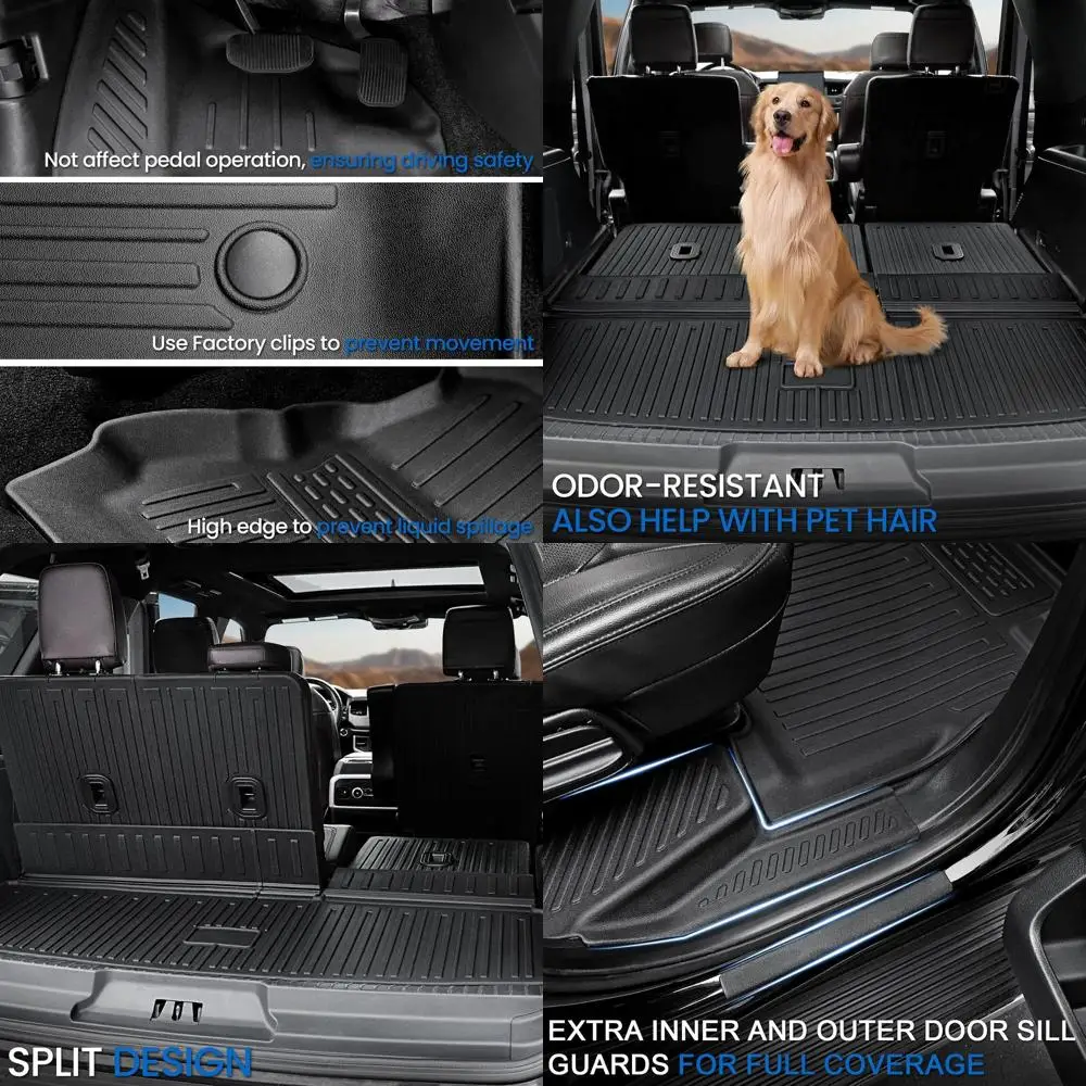

Floor Mats Cargo Mat for 2018-2024 Ford Expedition 7 Seats Accessories (Not for Max Model), All Weather TPE Cargo Liner Backrest