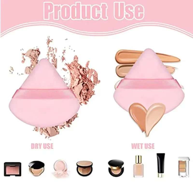 6Pcs Soft Powder Puff  Velour Triangular Powder Puff For Loose Powder Body Cosmetic Foundation Beauty Sponge Women Makeup Tools