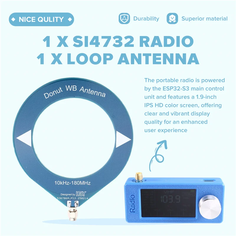 

A13E-SI4732 Mini10-180Mhz SMA Interface Mini Loop Antenna Pocket Size Radio Receiver Mini Radio LSB USB AM FM Mini Radio