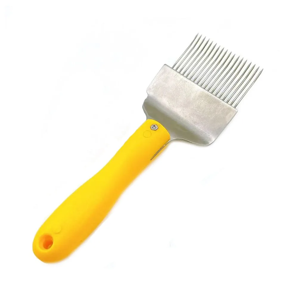 18 Needles Stainless Steel Bee Uncapping Fork Silicone Handle Yellow Honey Harvesting Tool Beehive Capping Forks Farm Beekeeping