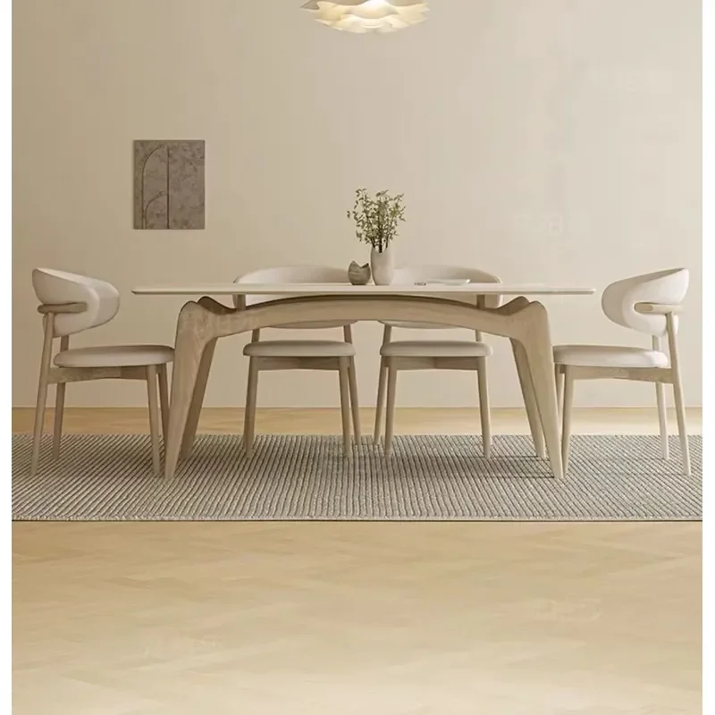 #Modern Simple Rectangular Solid Wood Dining Table Set Adjustable Home Furniture for Kitchen Families Hotels and Restaurants