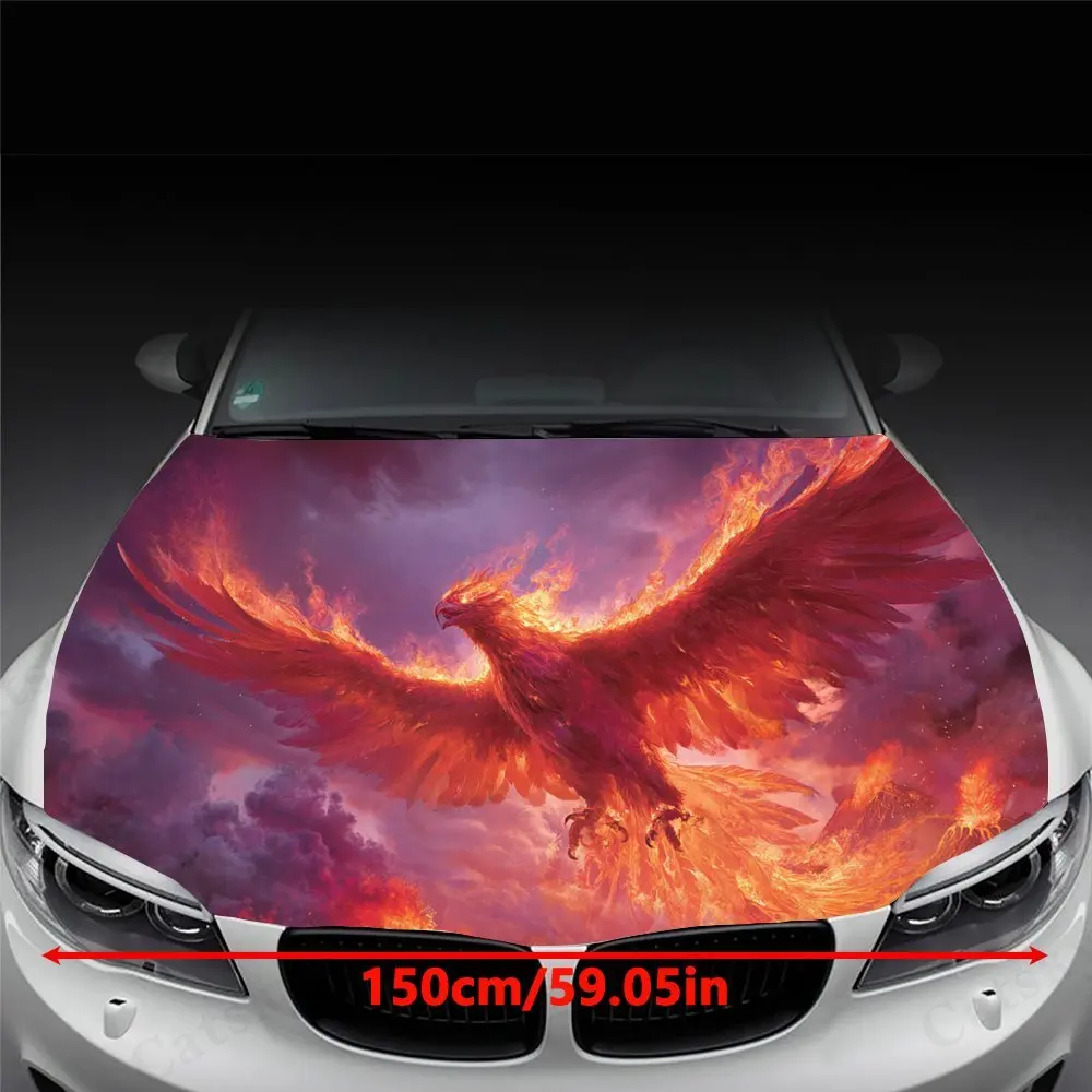 فينيكس مع غطاء محرك السيارة الرائد الناري غطاء محرك السيارة الفينيل يلتف ملصق ، ملصق حماية خارجي للسيارات ، سيارة ذاتية اللصق مقاومة للماء p