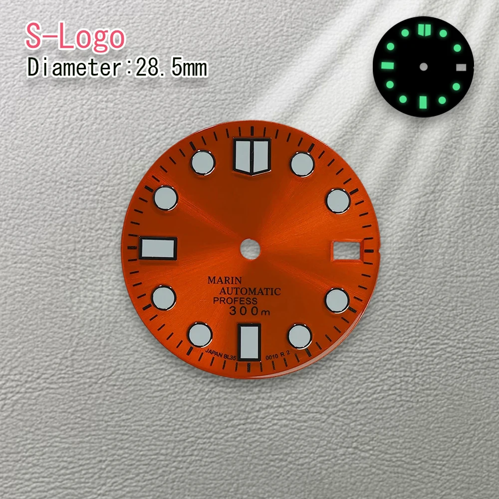 Esfera de buceo Nh35 con logotipo S de alta calidad, 28,5mm, compatible con movimiento NH36, reloj luminoso verde, accesorios de modificación, herramienta de piezas de reparación