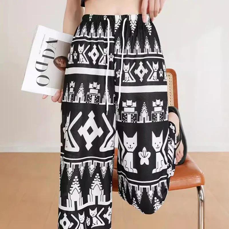 New Cat Wide Leg Pants Casual Pants Women's Trendy Drop Feel Collection Sleepy Pants Pants Home Clothes