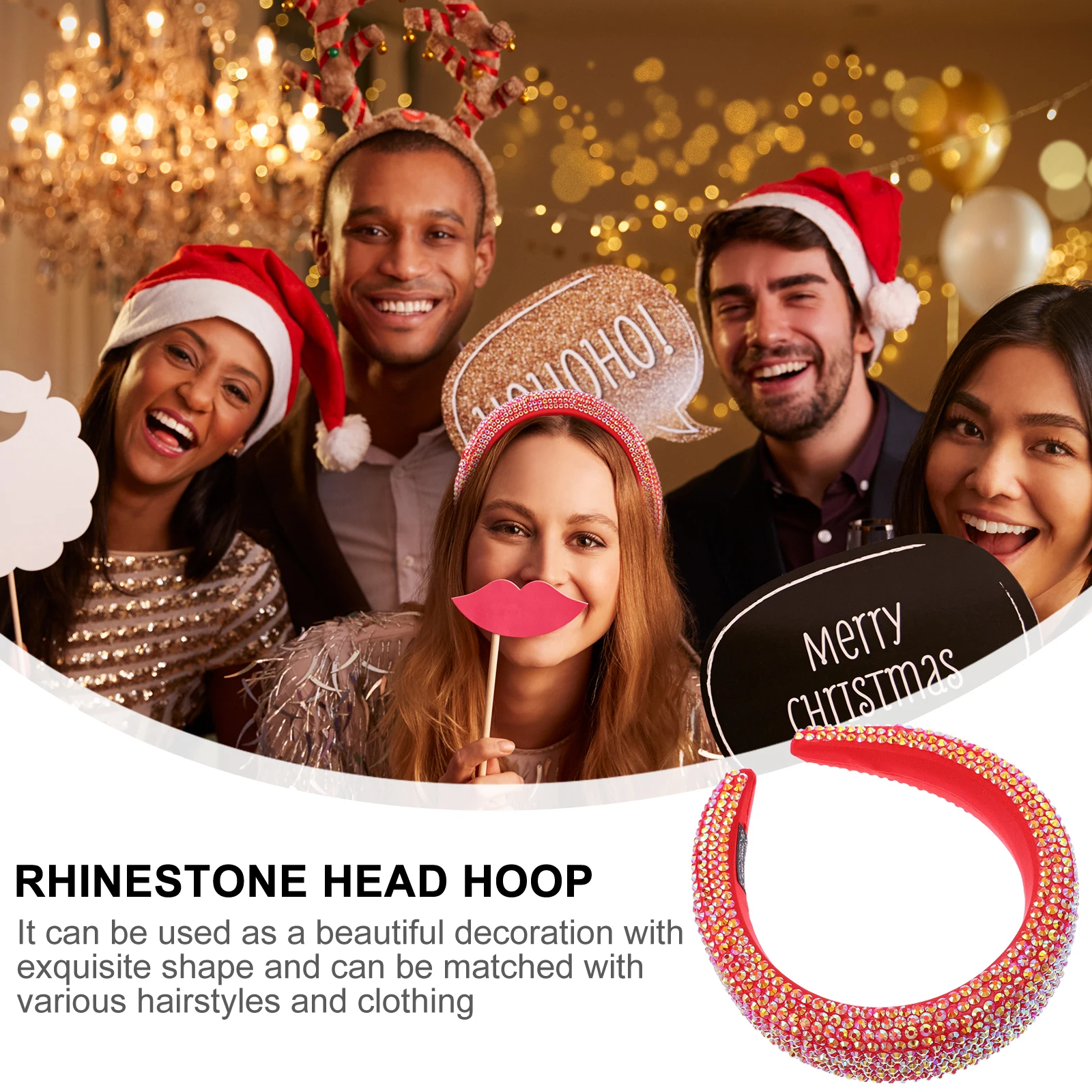 

Wide Brim Headband Rhinestones White Headdress Sponge Padded Headbands Hoop Metal Miss