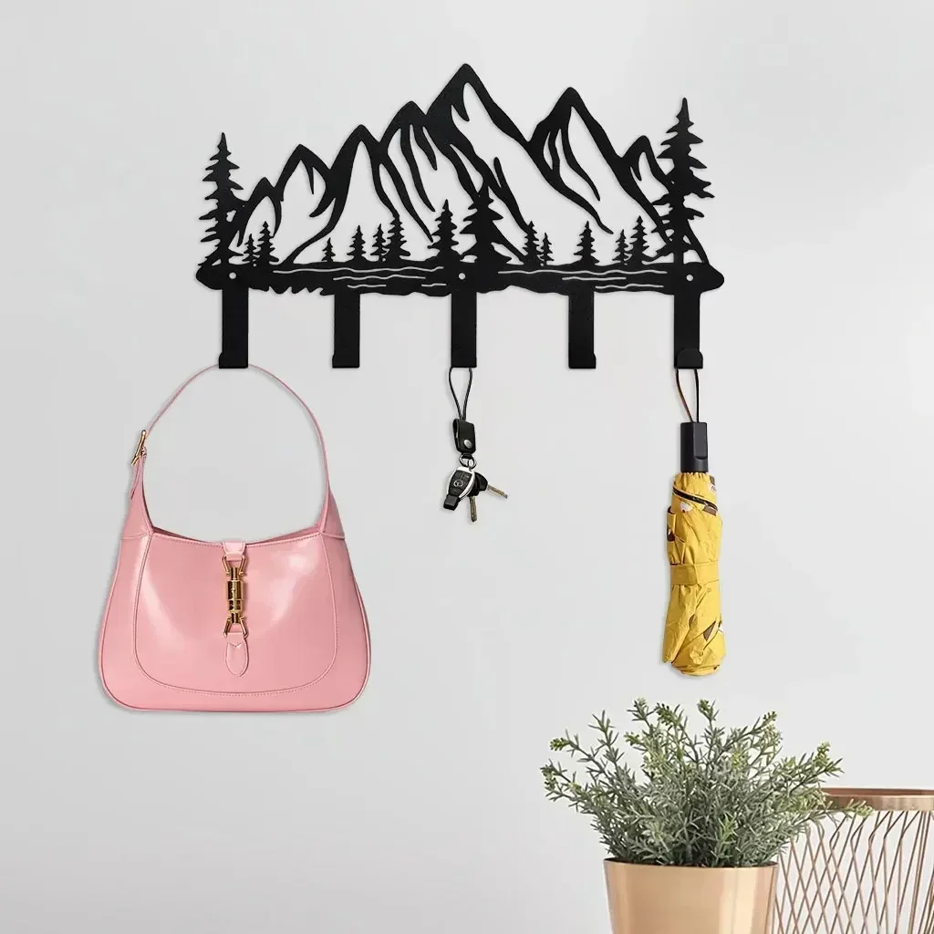 1pc Mountain Hangers and Key Holder-Clothes Hat Rack and Backpack Hanger Decor for Storage Mountain Coat Hooks Wall Art Decor