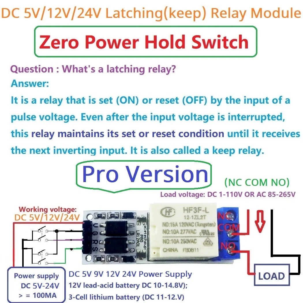 Picture 6: DC 5V 12V 24V Magnetic Latching Relay Module Bistable Self-locking Flip-Flop Latch Switch Board for Arduino ESP32