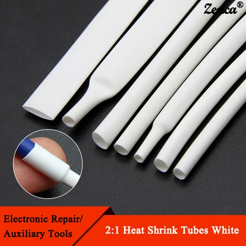 Tubo termorretráctil de 1 ~ 10m 2:1, diámetro blanco de 0,6 ~ 80mm, envoltura de reparación de cables, manguito DIY, tubo de poliolefina impermeable