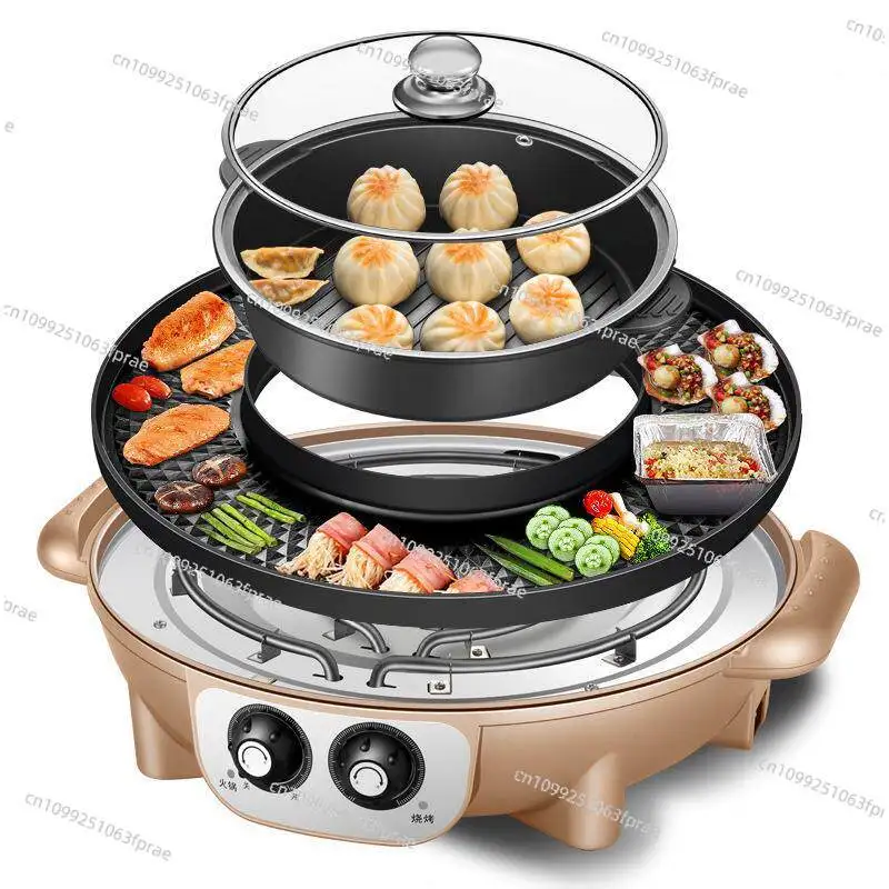 Hot pot barbecue shabu integrated pot household multi-functional separable electric oven 44cm