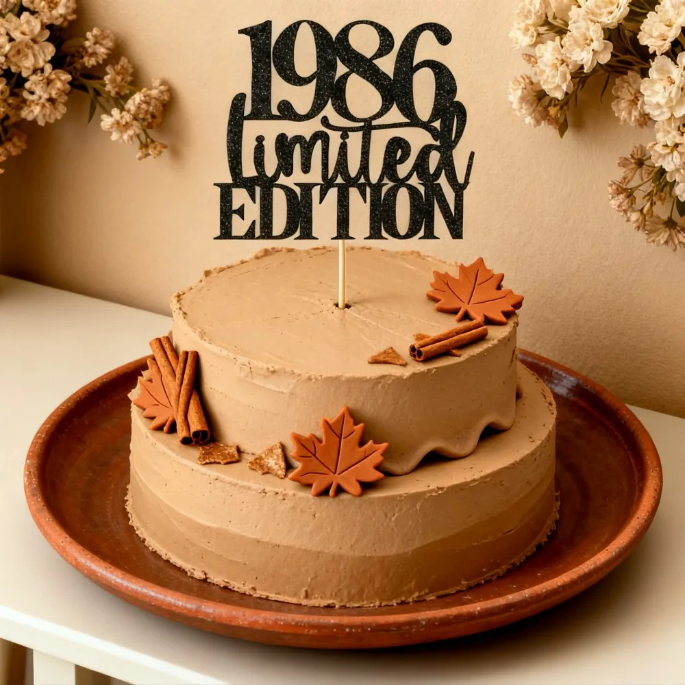 Limitierte Auflage 1986 Tortenaufsatz 40. Geburtstag Happy Birthday Tortenaufsatz für Männer und Frauen Jubiläum 40 Jahre Handgefertigt – Detail 4