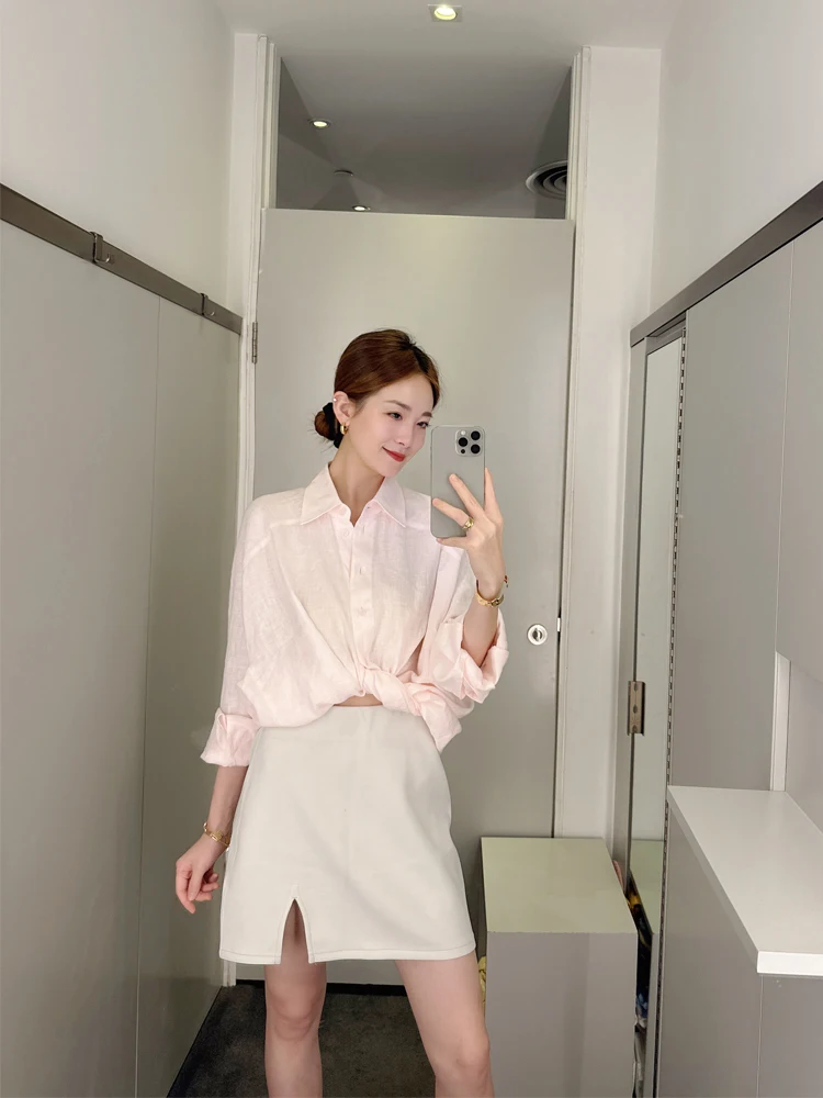 

High Waist Cotton f Skirt A-Line ort Skirt Bodycon Fairy T Sle Summer New Arrival Versatile Casual Midi Skirt