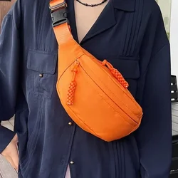 Solid Color Crossbody Chest Bag Women Nylon Portable Work Waist Bag Simple Change Storage Unisex Chest Bag