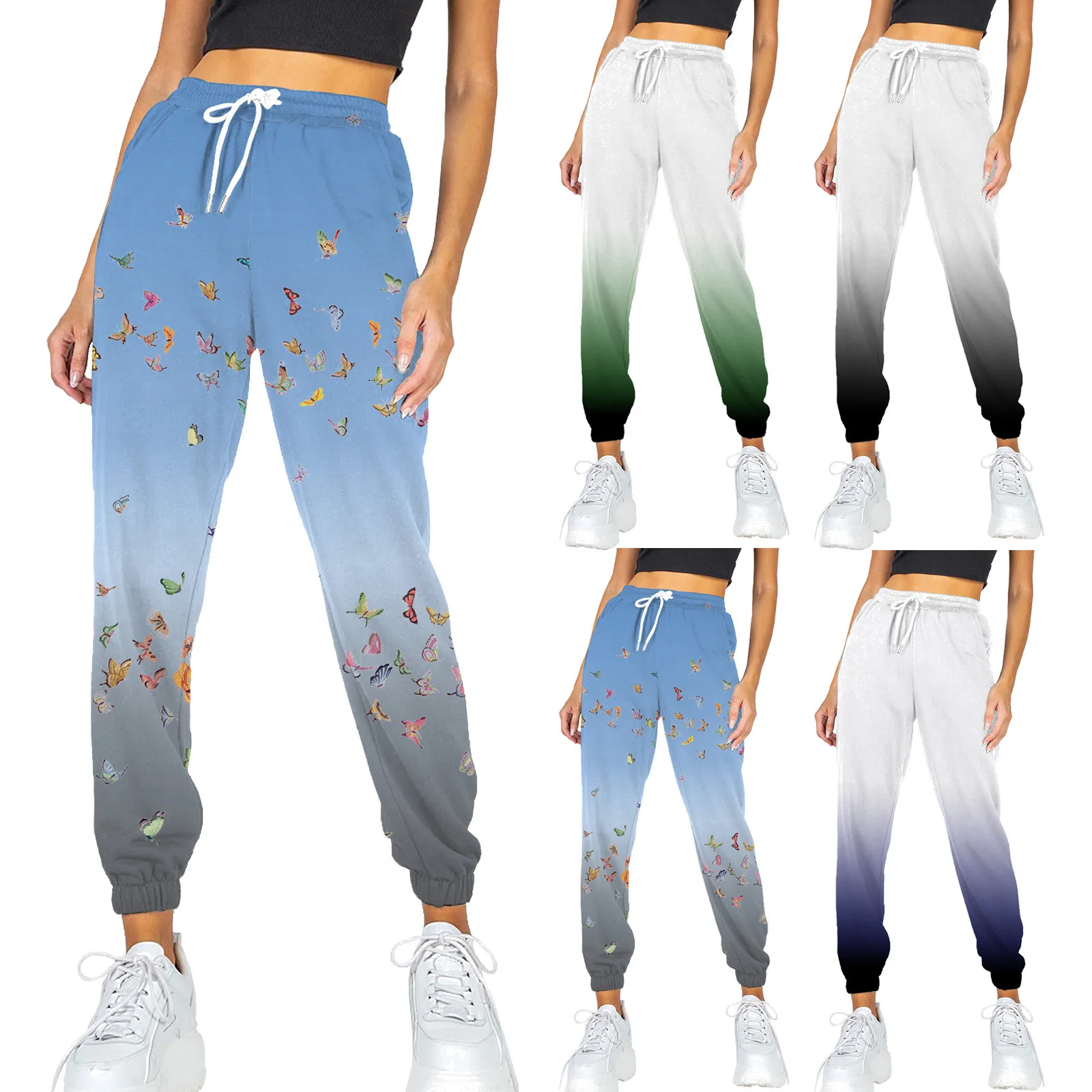 

Trousers Women Pocket Sweatpants Printed Comfy High Waisted Workout Athletic Lounge Casual Joggers Pants Pantalones De Mujer