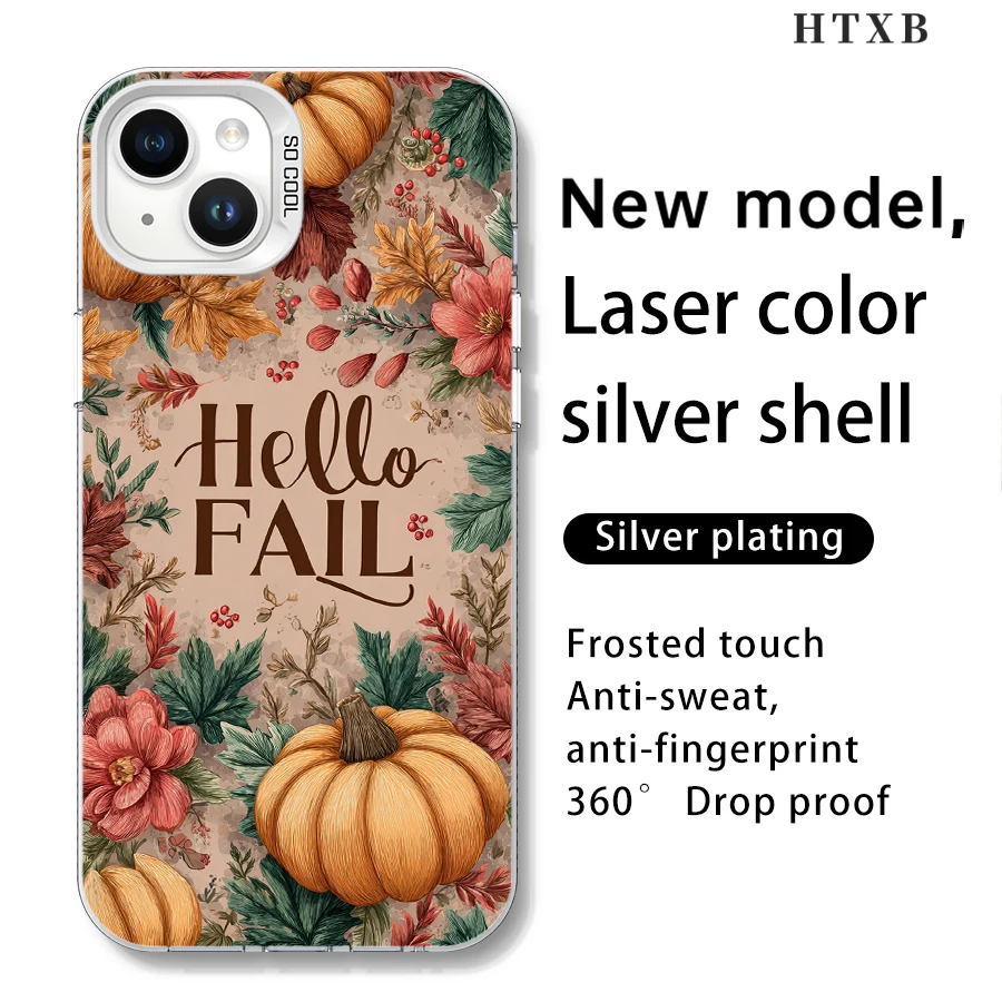 เคสโทรศัพท์ลายฟักทองดอกไม้หลากหลายแบบสำหรับ iPhone 17 ถึง 11 Pro Max Plus