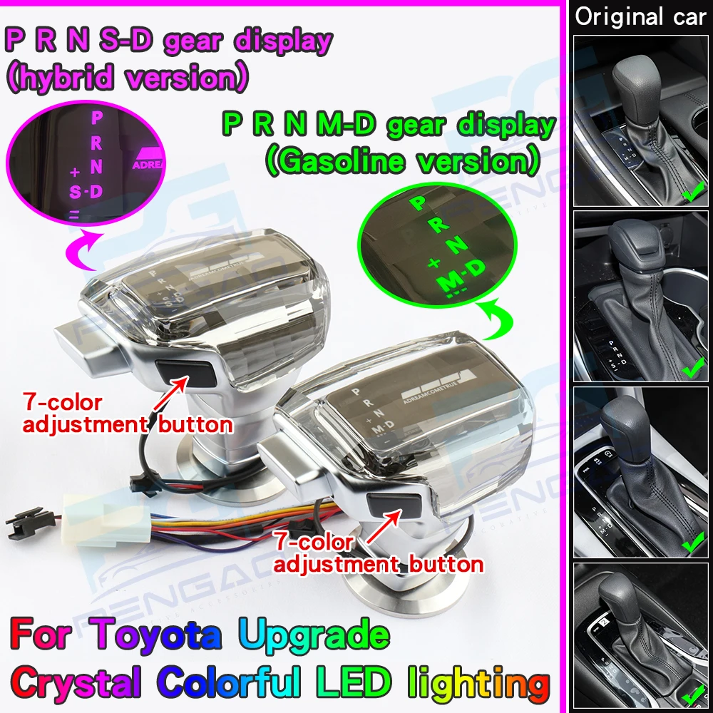

For Toyota Camry Highlander Crown WILDLANDER Crystal LED atmosphere light Gear Shift Knob Gearbox Handle Shift Lever Car Parts