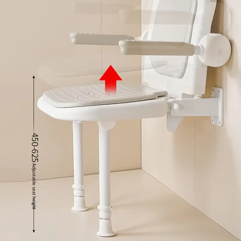 Wall Mounted Folding Shower Seat for Elderly Safety Non Slip Bath Stool Space Saving Bathroom Chair Foldable Bench for