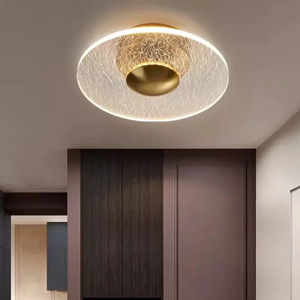 Plafonnier LED doré au design floral simple, lumière d'allée, lumière de couloir, adapté à la chambre d'enfant, à la lampe de cuisine, au design nordique