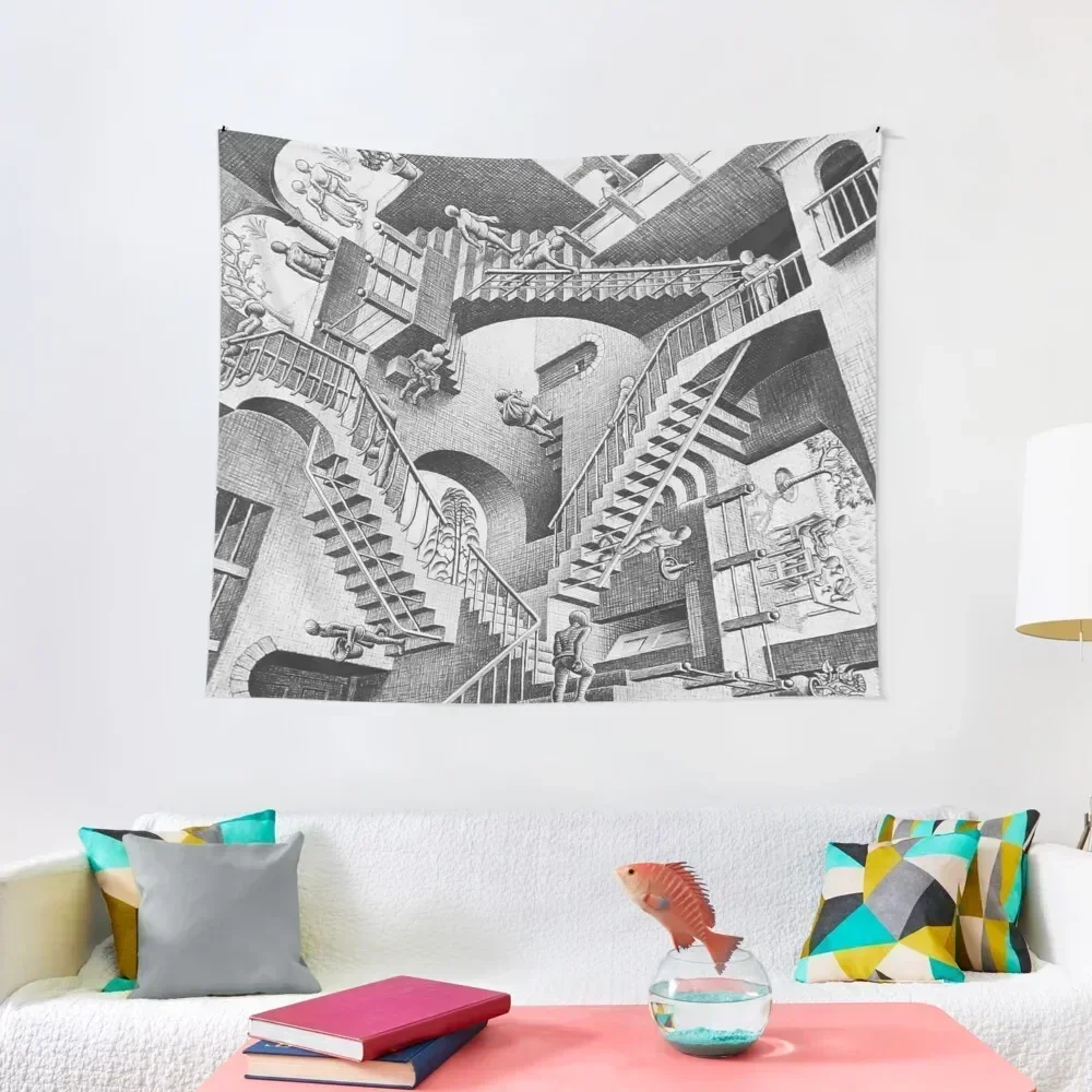 M.C. Escher: Relativity Tapestry Home Decorations On The Wall Aesthetic Room Decor Korean Tapestry