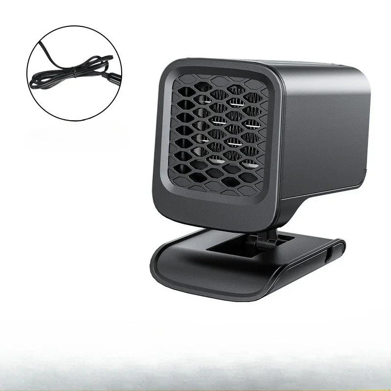 Portable 12V 24V Foldable 360° Rotating Car Heater 2-in-1 Heating and Cooling Windshield Defroster Fan