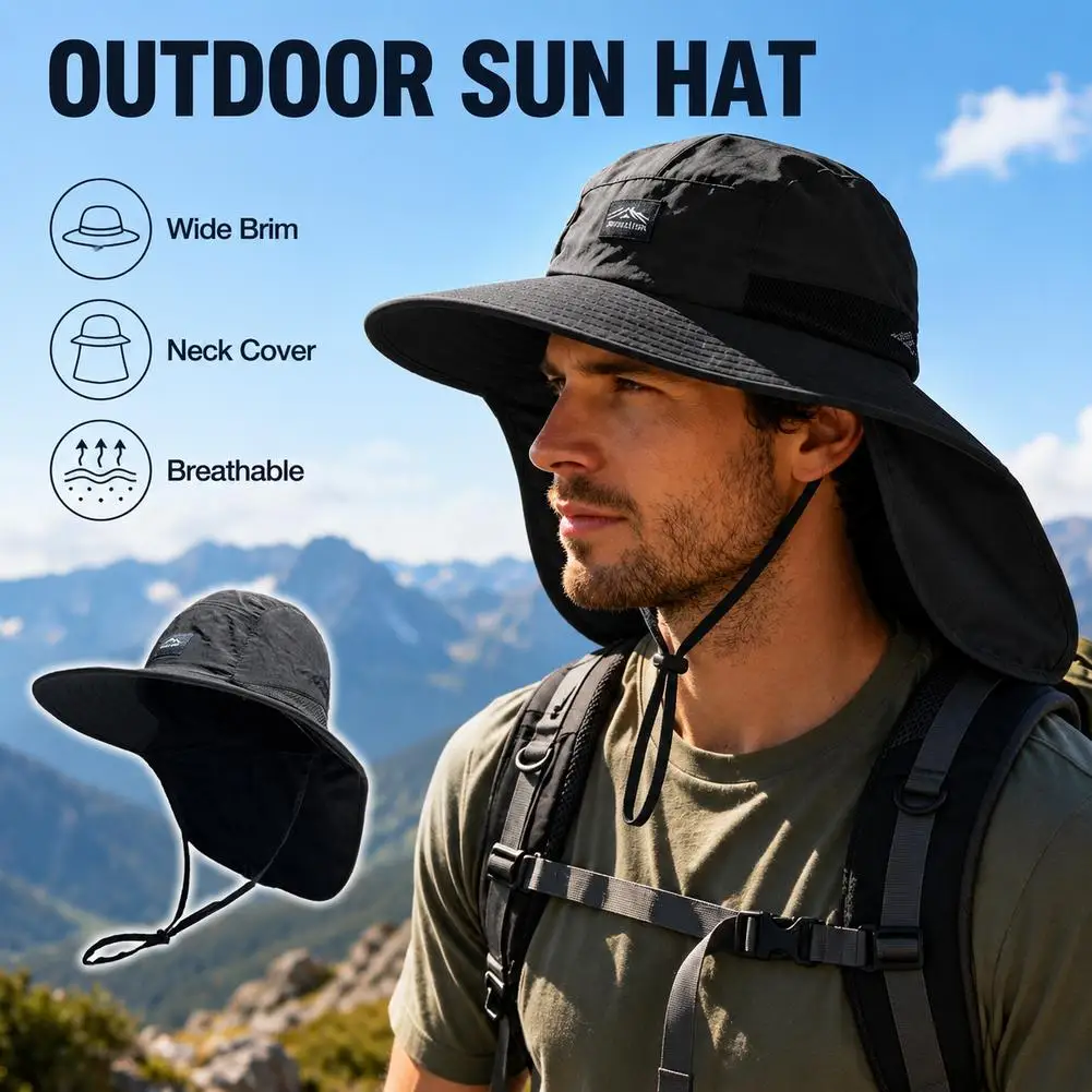 1PCS Unisex Summer Wide Brim Waterproof Quick-drying Sunshade fisherman hat Outdoor Hiking camping equipment